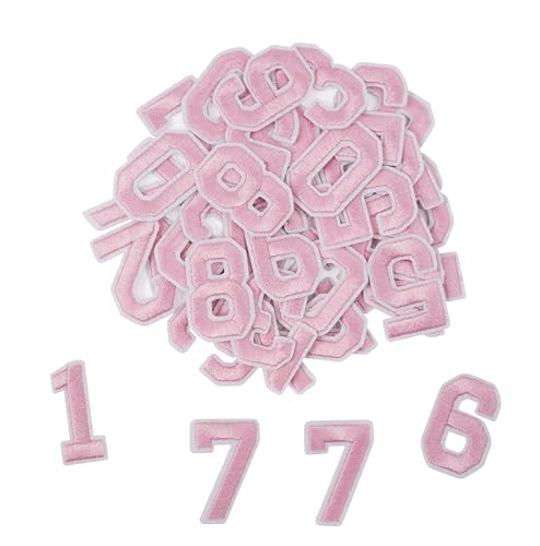 SIBORUI Iron Numbers Patches 40 Pcs Number Patches Embroidered Patch Numbers 0-9 for DIY Accessories Hats Shirts Jeans Socks Bags Dress (Pink) von SIBORUI