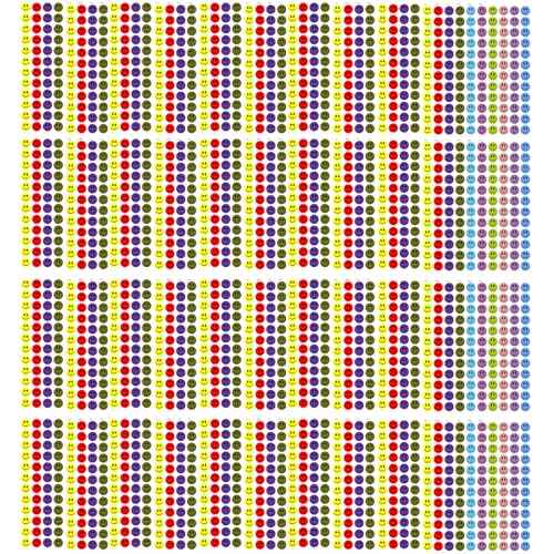 SICONEL 4800 Stück Smiley Aufkleber Klein, Emoji Sticker Runde Mini Belohnungen (10 Farben) von SICONEL