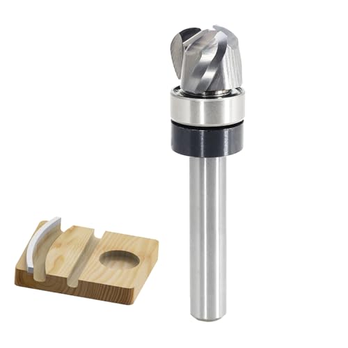 Pattern Flush Trim Router Bit 1/4 Shank, 3-Flute, 3/16 Zoll Radius, 1/2 Zoll Dia, Hartmetallkopf Bowl & Tray Router Bits, Round Nose Cove Juice Groove Router Bit, for Making Wood Bowls/Trimming, by von SICWOOD