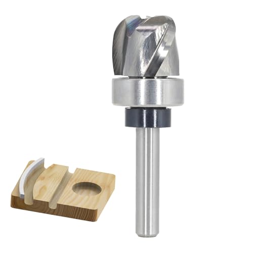 Pattern Flush Trim Router Bit 1/4 Shank, 3-Flute, 3/16 Zoll Radius, 3/4 Zoll Dia, Carbide Head Bowl & Tray Router Bits, Round Nose Cove Juice Groove Router Bit, for Making Wood Bowls/Trimming, by von SICWOOD