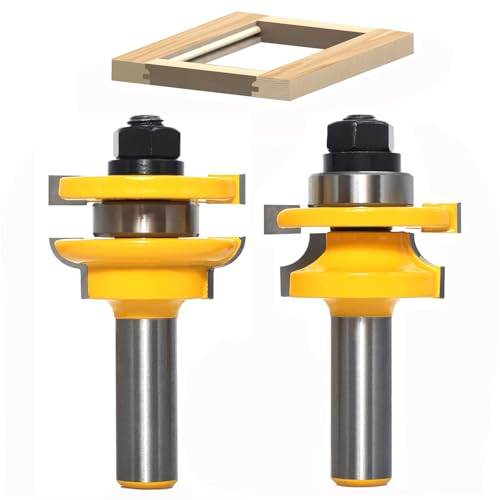 SICWOOD 2-teiliges Fräser-Set für Schienen und Stile, 1/2-Schaft, runder Überstil, Schranktür-Fräser, Hartmetallbestückte Fräser für die Herstellung von Paneelen, Fräsen, Küchentür- und Fenster-Bits von SICWOOD