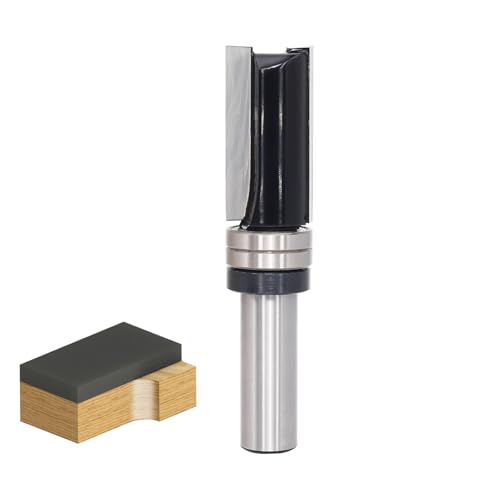 SICWOOD Pattern Flush Trim Router Bit 1/2 Inch Shank, 3/10.2 cm Cut Dia, 1-1/5.1 cm Cutting Length, Top Bearing Template Flush Straight Cut Trim Router Bit, for Woodworking Trimming von SICWOOD