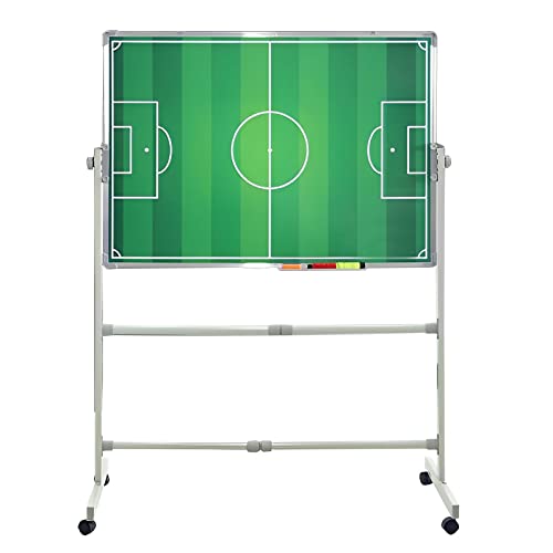 Groß Taktiktafel Fußball 100x70cm mit Ständer und Rädern, Coaches Taktiktafel Fussball Coach-Board mit Magnete, Stifte, Radiergummi - Ideal für Taktiken von SIDID