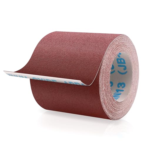 SIJDIEE Schleifpapierrolle mit Körnung 120, 10 x 100 cm, Aluminiumoxid-Schleifpapier, rote lange kontinuierliche Rolle für Trommelschleifer, Metall, Holz, Möbel-Finish, Automobil-Polieren von SIJDIEE