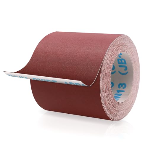 SIJDIEE Schleifpapierrolle mit Körnung 240, Aluminiumoxid-Schleifpapier, rote lange kontinuierliche Rolle für Trommelschleifer, Metall, Holz, Möbel-Finish, Automobil-Polieren, 10 cm x 10 m von SIJDIEE