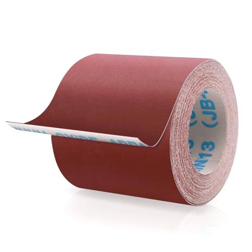 SIJDIEE Schleifpapierrolle mit Körnung 320, Aluminiumoxid-Schleifpapier, rote lange kontinuierliche Rolle für Trommelschleifer, Metall, Holz, Möbel-Finish, Automobil-Polieren, 10 cm x 10 m von SIJDIEE