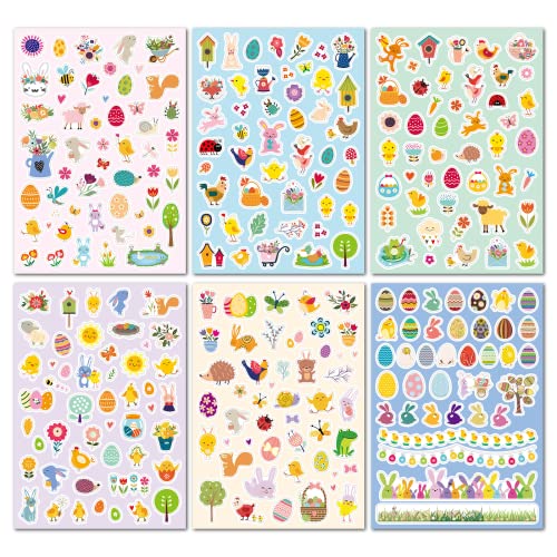 Ostereier Aufkleber, SILARLAIT 281PCS Aufkleber zu Ostern - Osterhasen Ostereier Küken Blumen - Sticker Set Osterdeko für Kinder, Osteraufkleber für Gästebuch, Karten, Fotoalbum, Geschenke (Grün) von SILARLAIT