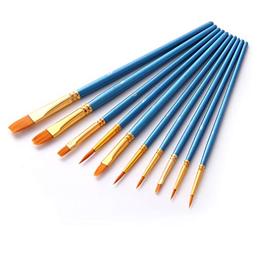 Silithus Pinsel 12-teiliges Set, Profi Feinspitze Pinselset Rundspitze Nylonhaar Künstler Acrylpinsel für Acryl Aquarell Ölgemälde (Flat-10-blue) von Silithus