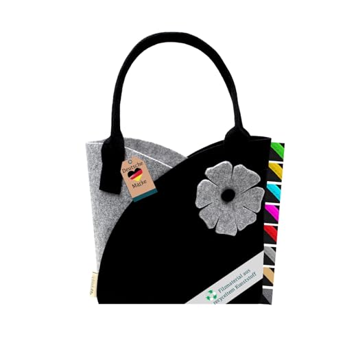 Filztasche Einkaufskorb Einkaufstasche, Filztaschen Shopper, Groß Multifunktional Filzkorb zur Aufbewahrung (Blume) von SILUK