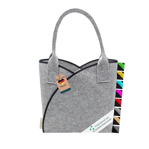 Filztasche Einkaufskorb Einkaufstasche, Filztaschen Shopper, Groß Multifunktional Filzkorb zur Aufbewahrung (Modell 1 Grau-Schwarz) von SILUK