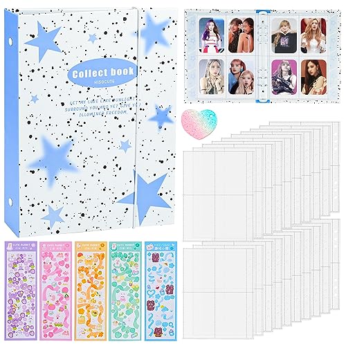 A5 Binder Fotokartenalbum, 3 Zoll Kpop Fotoalbum Halter mit 20 Blätter 4 Fächer Fotosichthüllen(160Taschen), Durchsichtige Schutzhülle, 5 Bunte Aufkleber, 6 Ringbuch Photocard Binder Kpop von SIMDAO