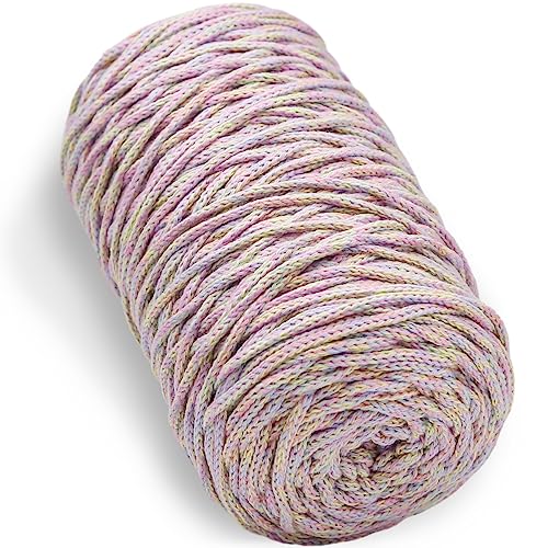 1 PCS 200g Regenbogen 100% Baumwolle Garn hohl gestrickt Crochet Yarn, 164 Yards Stoff Garn Runde Seil Garn für DIY Handtasche Geldbörse Korb Kissen Häkeln Tasche von SIMEIQI