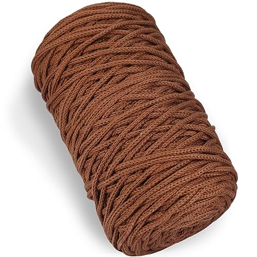 1 PCS 200g braun 100% Baumwolle Garn hohl gestrickt Crochet Yarn, 164 Yards Stoff Garn Runde Seil Garn für DIY Handtasche Geldbörse Korb Kissen Häkeln Tasche von SIMEIQI