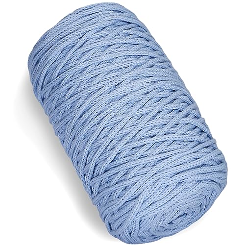 1 PCS 200g himmelblau 100% Baumwolle Garn hohl gestrickt Häkeln Garn, 164 Yards Stoff Garn Runde Seil Garn für DIY Handtasche Handtasche Korb Kissen Häkeln Tasche von SIMEIQI