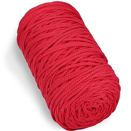 1 PCS 200g rot 100% Baumwolle Garn hohl gestrickt Crochet Yarn, 164 Yards Stoff Garn Runde Seil Garn für DIY Handtasche Geldbörse Korb Kissen Häkeln Tasche von SIMEIQI