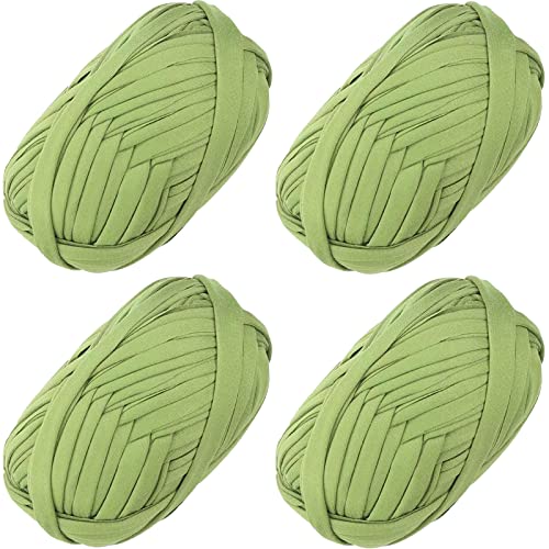 4 PCS Anfänger T-Shirt Garn elastischen Stoff häkeln Tuch Garn für DIY Stricken, Spaghetti Garn dicke Strickgarn für Hand DIY Tasche Decke Kissen Häkeln Projekte, Home Decor(Avocado) von SIMEIQI