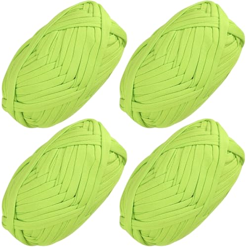 4 PCS Anfänger T-Shirt Garn elastischen Stoff häkeln Tuch Garn für DIY Stricken, Spaghetti Garn dicke Strickgarn für Hand DIY Tasche Decke Kissen Häkeln Projekte, Home Decor (Grün) von SIMEIQI