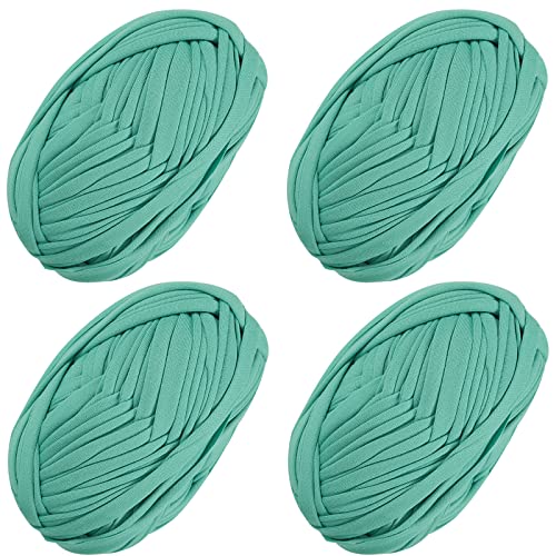 4 PCS Anfänger T-Shirt Garn elastischen Stoff häkeln Tuch Garn für DIY Stricken, Spaghetti Garn dicke Strickgarn für Hand DIY Tasche Decke Kissen Häkeln Projekte, Home Decor (Mintgrün) von SIMEIQI