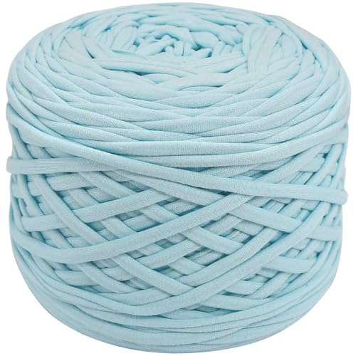 400g T-Shirt Garn elastische Stoff häkeln Tuch Garn für DIY Stricken, 130 Yards Spaghetti Garn dicke Strickgarn für Hand DIY Tasche Korb Kissen Häkeln Projekte, Home Decor(Aqua Blau) von SIMEIQI