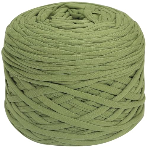 400g T-Shirt Garn elastische Stoff häkeln Tuch Garn für DIY Stricken, 130 Yards Spaghetti Garn dicke Strickgarn für Hand DIY Tasche Korb Kissen Häkeln Projekte, Home Decor(Avocado) von SIMEIQI