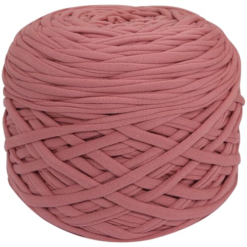 400g T-Shirt Garn elastische Stoff häkeln Tuch Garn für DIY Stricken, 130 Yards Spaghetti Garn dicke Strickgarn für Hand DIY Tasche Korb Kissen Häkeln Projekte, Home Decor(Beige Rosa) von SIMEIQI