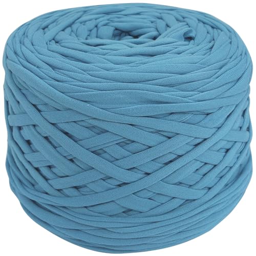 400g T-Shirt Garn elastische Stoff häkeln Tuch Garn für DIY Stricken, 130 Yards Spaghetti Garn dicke Strickgarn für Hand DIY Tasche Korb Kissen Häkeln Projekte, Home Decor(Blau) von SIMEIQI