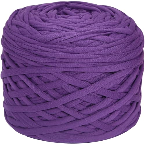 400g T-Shirt Garn elastische Stoff häkeln Tuch Garn für DIY Stricken, 130 Yards Spaghetti Garn dicke Strickgarn für Hand DIY Tasche Korb Kissen Häkeln Projekte, Home Decor(Dunkelviolett) von SIMEIQI