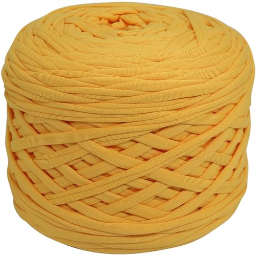 400g T-Shirt Garn elastische Stoff häkeln Tuch Garn für DIY Stricken, 130 Yards Spaghetti Garn dicke Strickgarn für Hand DIY Tasche Korb Kissen Häkeln Projekte, Home Decor(Gelb) von SIMEIQI