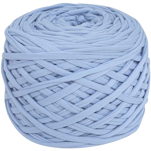 400g T-Shirt Garn elastische Stoff häkeln Tuch Garn für DIY Stricken, 130 Yards Spaghetti Garn dicke Strickgarn für Hand DIY Tasche Korb Kissen Häkeln Projekte, Home Decor(Himmelblau) von SIMEIQI