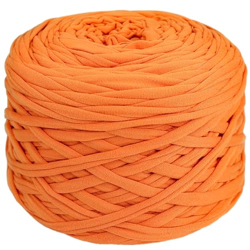 400g T-Shirt Garn elastische Stoff häkeln Tuch Garn für DIY Stricken, 130 Yards Spaghetti Garn dicke Strickgarn für Hand DIY Tasche Korb Kissen Häkeln Projekte, Home Decor(Orange) von SIMEIQI