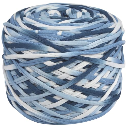 400g T-Shirt Garn elastische Stoff häkeln Tuch Garn für DIY Stricken, 130 Yards Spaghetti Garn dicke Strickgarn für Hand DIY Tasche Korb Kissen Häkeln Projekte, Home Decor(Ozean) von SIMEIQI