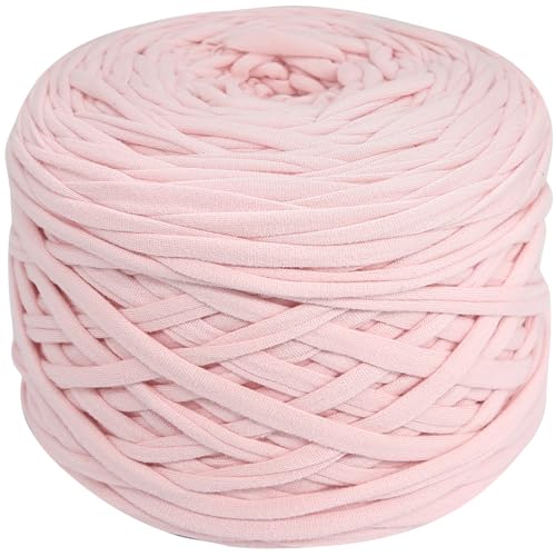 400g T-Shirt Garn elastische Stoff häkeln Tuch Garn für DIY Stricken, 130 Yards Spaghetti Garn dicke Strickgarn für Hand DIY Tasche Korb Kissen Häkeln Projekte, Home Decor(Rosa) von SIMEIQI