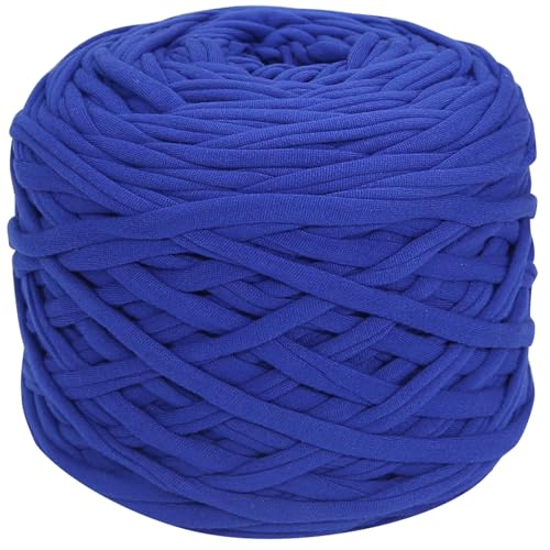 400g T-Shirt Garn elastische Stoff häkeln Tuch Garn für DIY Stricken, 130 Yards Spaghetti Garn dicke Strickgarn für Hand DIY Tasche Korb Kissen Häkeln Projekte, Home Decor(Saphirblau) von SIMEIQI