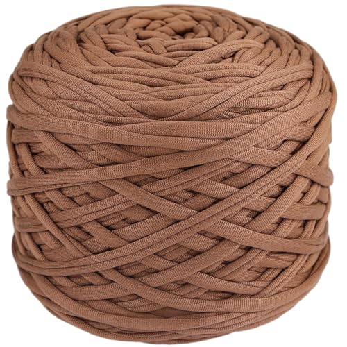 400g T-Shirt Garn elastische Stoff häkeln Tuch Garn für DIY Stricken, 130 Yards Spaghetti Garn dicke Strickgarn für Hand DIY Tasche Korb Kissen Häkeln Projekte, Home Decor (Khaki) von SIMEIQI