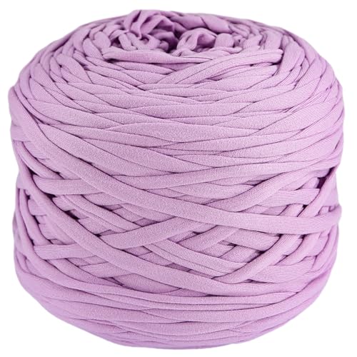 400g T-Shirt Garn elastische Stoff häkeln Tuch Garn für DIY Stricken, 130 Yards Spaghetti Garn dicke Strickgarn für Hand DIY Tasche Korb Kissen Häkeln Projekte, Home Decor (Lila) von SIMEIQI