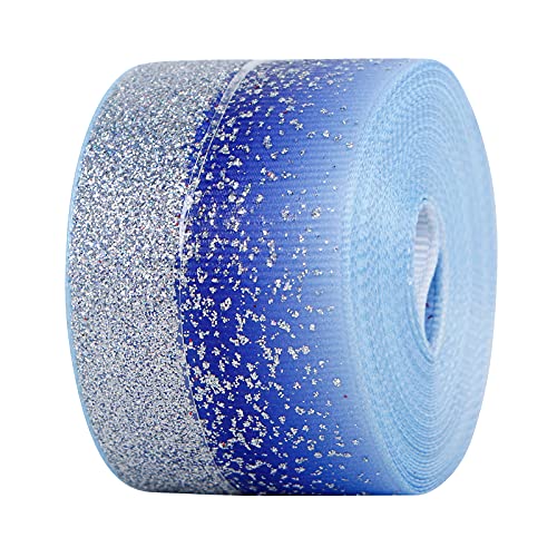 Glitzer-Gewebe-Ripsband, 3,8 cm x 4,5 m, für Haarschleifen, DIY, Stirnband, Anziehen, Kunst, Nähen, Geburtstagsparty, Veranstaltungen, Brautparty, Hochzeitsveranstaltungen (blau) von SIMISI RIBBON