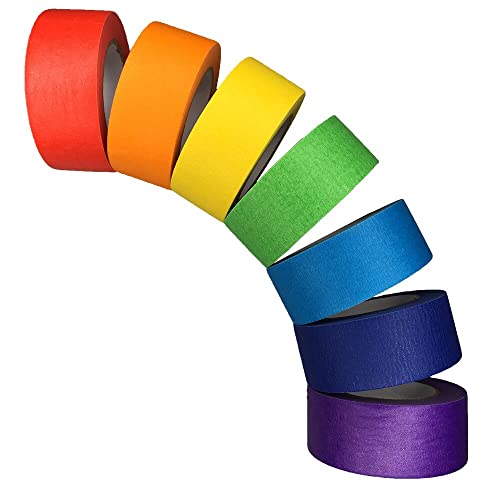 SIMON&ISAAC Kreppband bunt Abklebeband Regenbogen masking tape DIY Handwerk Papier Dekrativer Klebeband Bastelband für Kinder Lehrer Arts Lab Labeling 7 Rollen * 13 m * 25 mm von SIMON&ISAAC