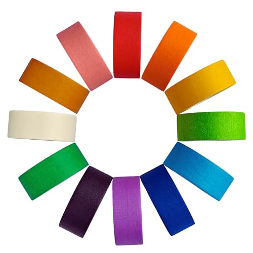 SIMON&ISAAC Kreppband bunt Abklebeband masking tape DIY Handwerk Papier Dekrativer Klebeband Bastelband für Kinder Lehrer Arts Lab Labeling (12 Farben×13M×25MM) von SIMON&ISAAC