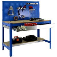 Simonrack Werkbank SIMONWORK blau 1 Schublade 151,0 x 61,0 x 144,5 cm von SIMONRACK