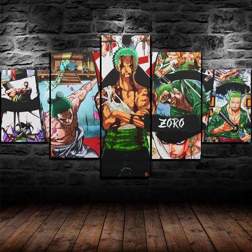 SIMORRA GUANGFAN 5 Panel Leinwand Wandkünstler Home Decoration Poster - One Piece Affe D. Luffy Poster 420 - Drucken Moderne Ölgemälde Gicily Bürodekoration - Ein Stück - Drei Größen von SIMORRA