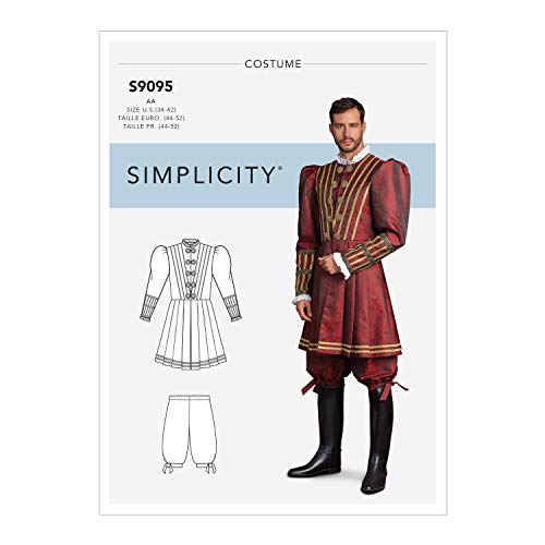 SIMPLICITY SS9095BB Sewing Pattern Men's Historical Costume Schnittmuster S9095 Historisches Herren-Kostüm, Papier, 44-46-48-50-52, BB von SIMPLICITY