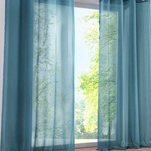 SIMPVALE 2 Stücks Voile Vorhänge zu Gürtelschlaufe transparent Vorhänge Fenster Balkon aus,Blau,140x250cm von SIMPVALE