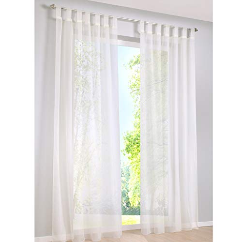 SIMPVALE 2 Stücks Voile Vorhänge zu Gürtelschlaufe transparent Vorhänge Fenster Balkon aus,Cremefarben,140x260cm von SIMPVALE