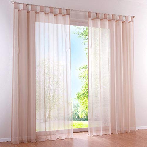 SIMPVALE 2 Stücks Voile Vorhänge zu Gürtelschlaufe transparent Vorhänge Fenster Balkon aus,Kaki,140x250cm von SIMPVALE