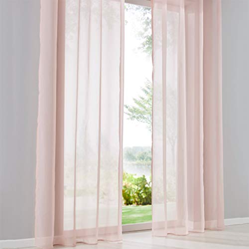 SIMPVALE 2 Stücks Voile Vorhänge zu Gürtelschlaufe transparent Vorhänge Fenster Balkon aus,Rose,140x260cm von SIMPVALE