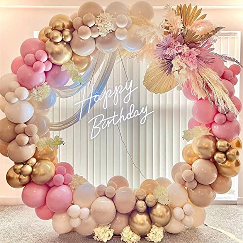 Ballon Girlande Set, Luftballon Girlande Rosa Beige Gold Doppelt Gefüllter Luftballon Hochzeit Deko Boho Party Dekoration für Baby Shower Verlobung Babyparty Geburtstagdeko Mädchen von SIMSPEAR