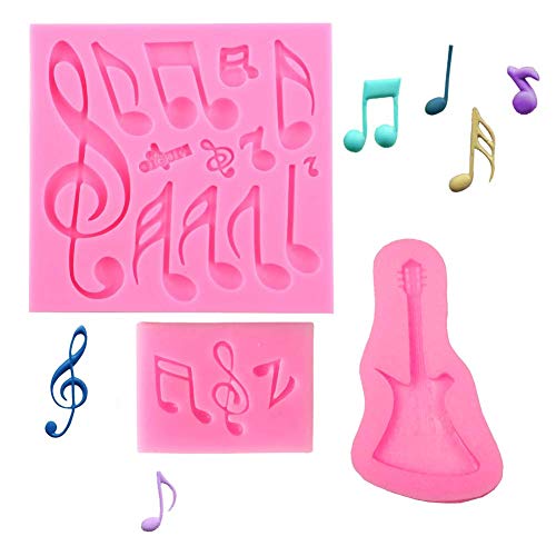 SIMUR Musik Noten Silikonform Backform, 3Pcs Musical Note Form DIY Kuchen dekorieren Fondant Silikon Zucker Craft Formen für Schokolade Fondant Torten Deko von SIMUER