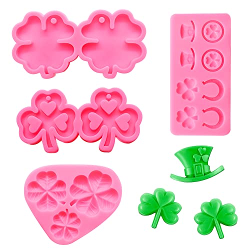 Kleeblätter Fondant Süßigkeiten Silikonformen 4er Pack St. Patrick's Day Kleeblätter Irische Hutform Irische Backform für Sugarcraft, Kuchendekoration, Schokoladenbonbons, Gebäck, Kekse, Bastelprojekte von SIMUER