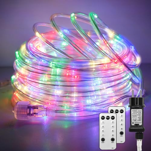 23m Lichterschlauch Aussen Bunt, 200 Led Lichterschlauch Lichterkette mit Fernbedienung für Innen, 8 Modi Lichterkette Schlauch Glasklar, LED Lichterketten Außen für Hochzeit Weihnachten von SINGCHUNGTE