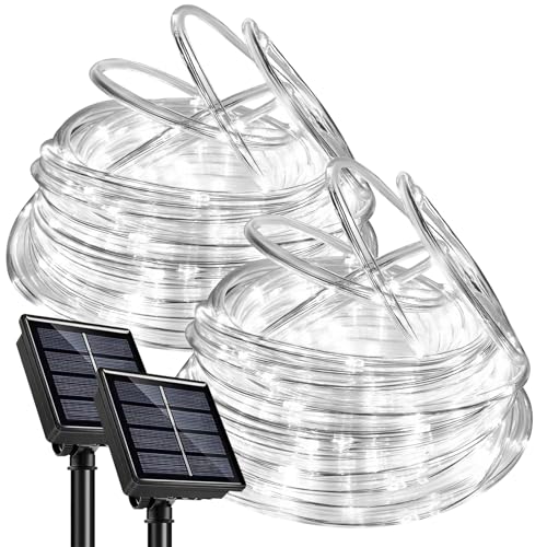 SINGCHUNGTE [2 Stück] 12M Solar Lichtschlauch Außen, 200LED Wasserfest Lichtschlauch,Farbe 8 modi lichterschlauch für Garten,Trampolin,Schwimmbad von SINGCHUNGTE